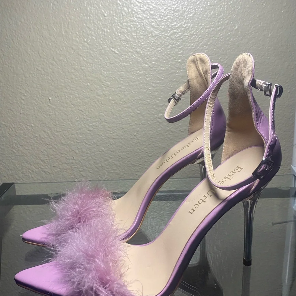 ERIKEN URBAN Elegant Lavender Feathered Heels - Picture 3 of 5